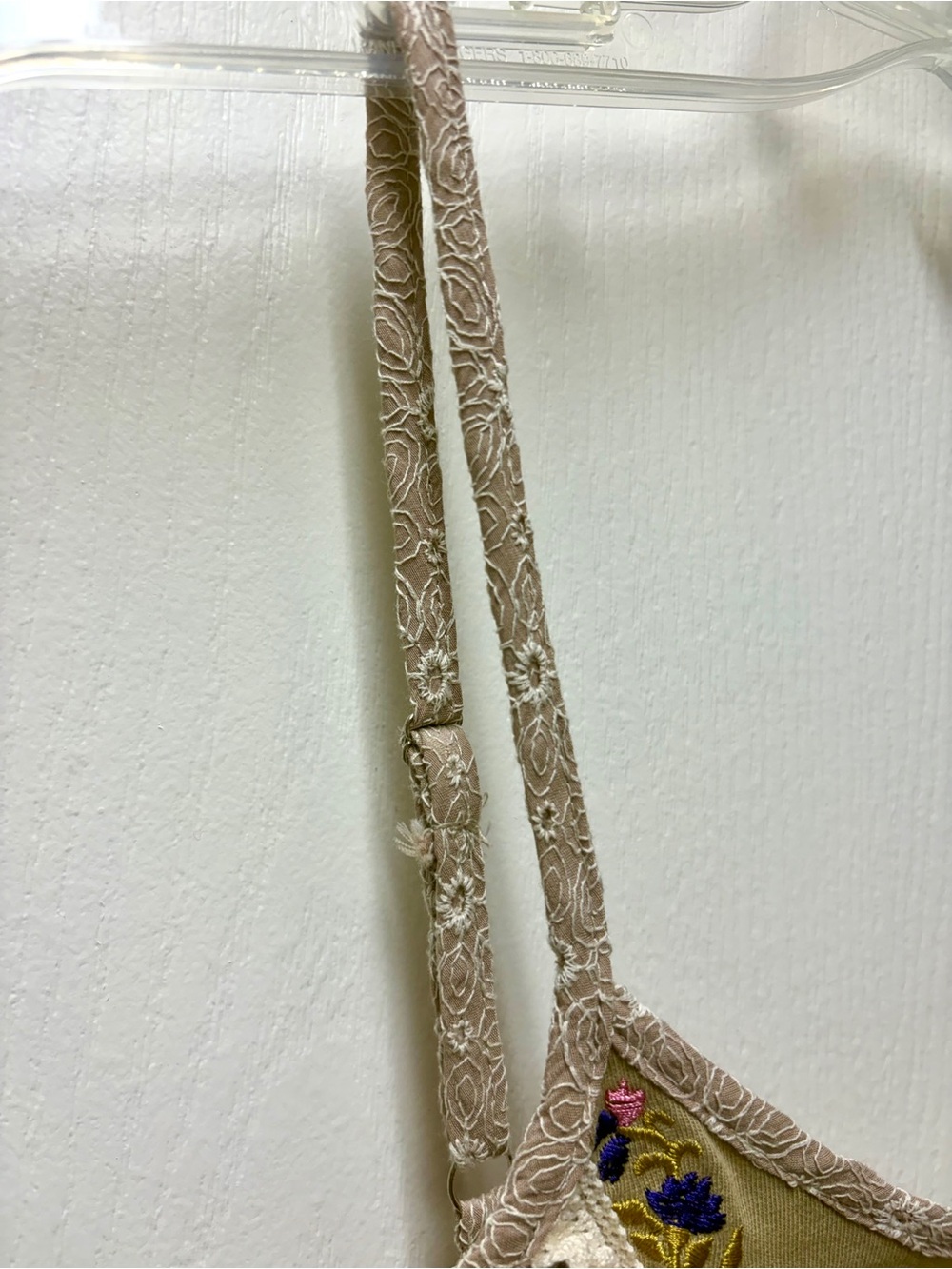 POL Boho Embroidered Olive Green and Taupe Lace Tank Top Pink/Purple Coquette💕 - Picture 9 of 14
